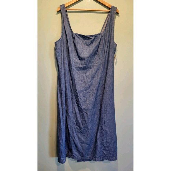 New Old Navy Lightweight Denim Sleeveless Minimalist Midi Dress Sz 2X - Picture 1 of 8